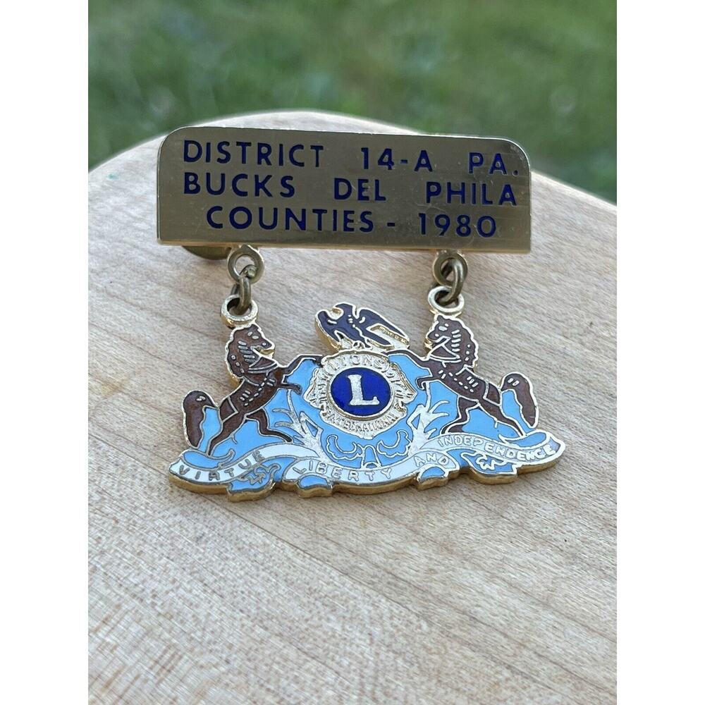 Lions Club Lapel Pin District 14-A‎ PA Bucks Del Phila Counties 1980